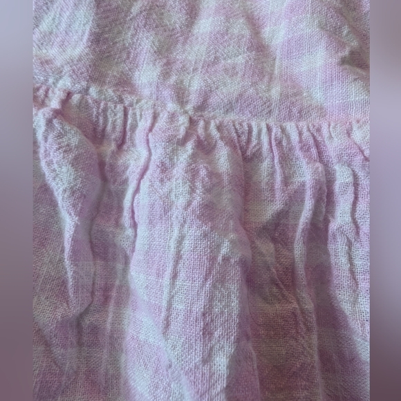 Cat & Jack Girls Linen Cotton Pink Checkered Gingham Floral Lace Spring Dress - Picture 3 of 10